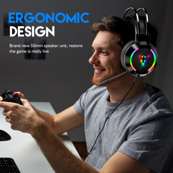 7.1 USB gaming headset, RGB gaming headphone with dual headband,long microphone G606 - 图片 2