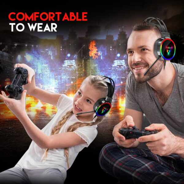 7.1 USB gaming headset, RGB gaming headphone with dual headband,long microphone G607 - 图片 2