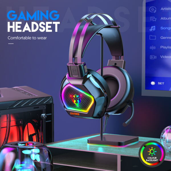 5.1 USB Wholesale RGB gaming headsets with noise cancellation mic for gaming 3.5mm*USB plug wired headphone G601 - 图片 3