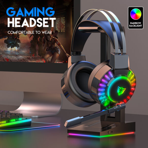 5.1 USB gaming headset, RGB gaming headphone with dual headband,long microphone G605 - 图片 9