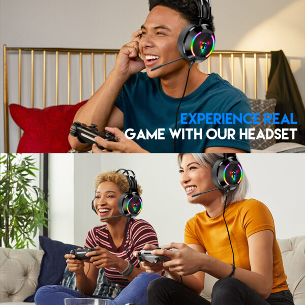 7.1 USB gaming headset, RGB gaming headphone with dual headband,long microphone G606 - 图片 3