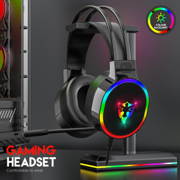 7.1 USB gaming headset, RGB gaming headphone with dual headband,long microphone G607 - 图片 3