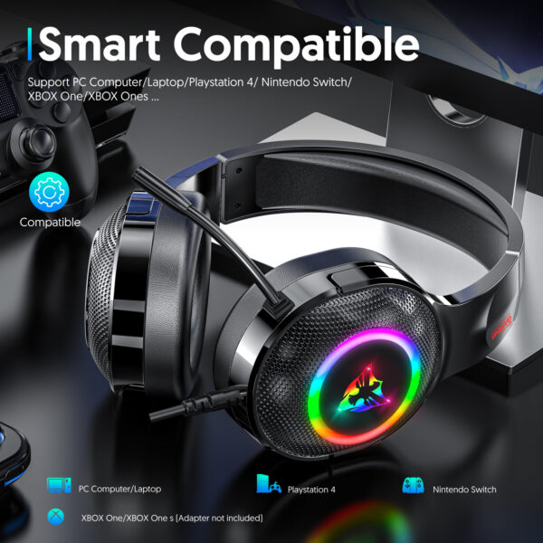 7.1 USB gaming headset, RGB gaming headphone with long microphone G805 - 图片 2