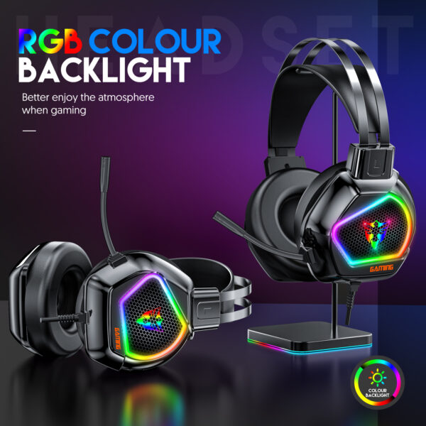 5.1 USB Wholesale RGB gaming headsets with noise cancellation mic for gaming 3.5mm*USB plug wired headphone G601 - 图片 4