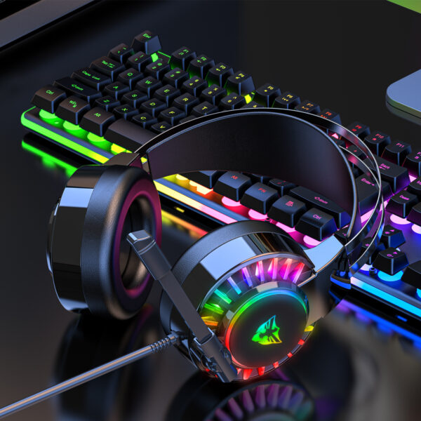 5.1 USB gaming headset, RGB gaming headphone with dual headband,long microphone G605 - 图片 8