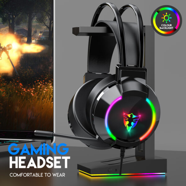 7.1 USB gaming headset, RGB gaming headphone with dual headband,long microphone G606 - 图片 4