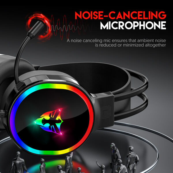 7.1 USB gaming headset, RGB gaming headphone with dual headband,long microphone G607 - 图片 4