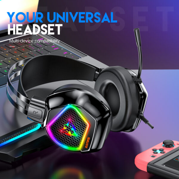5.1 USB Wholesale RGB gaming headsets with noise cancellation mic for gaming 3.5mm*USB plug wired headphone G601 - 图片 5