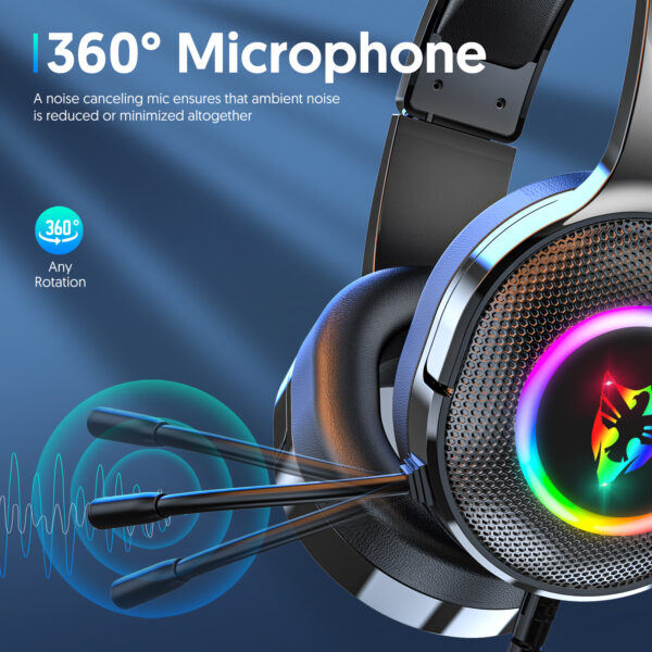 7.1 USB gaming headset, RGB gaming headphone with long microphone G805 - 图片 3