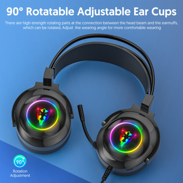 7.1 USB gaming headset, RGB gaming headphone with dual headband,long microphone G803 - 图片 5