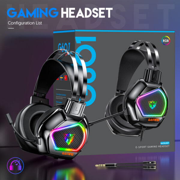 5.1 USB Wholesale RGB gaming headsets with noise cancellation mic for gaming 3.5mm*USB plug wired headphone G601 - 图片 7