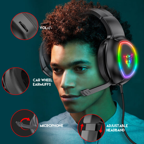 5.1 USB gaming headphones for laptop 50mm drivers omni directional mic bass surround sound G502 - 图片 6