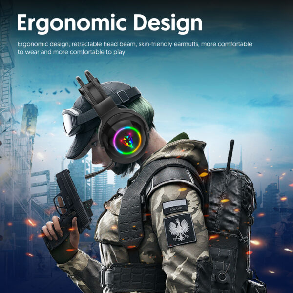 7.1 USB gaming headset, RGB gaming headphone with dual headband,long microphone G803 - 图片 7